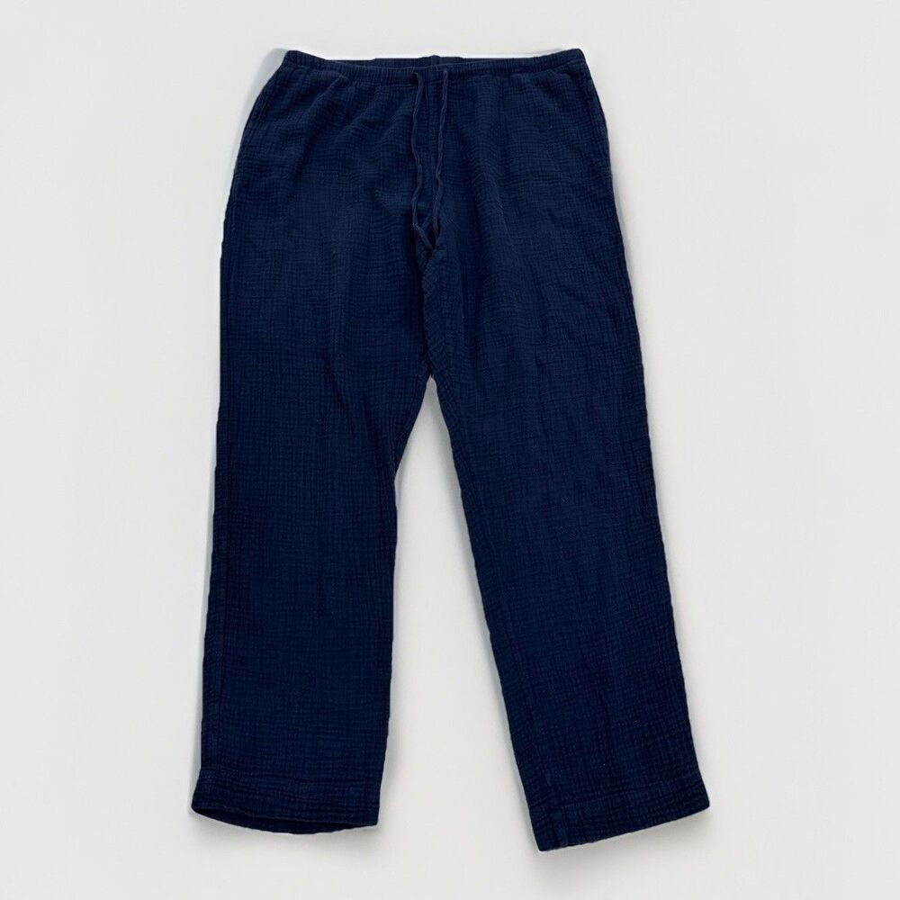 Petite Plume Pants Womens Size Large Navy Gauze Drawstring Cotton